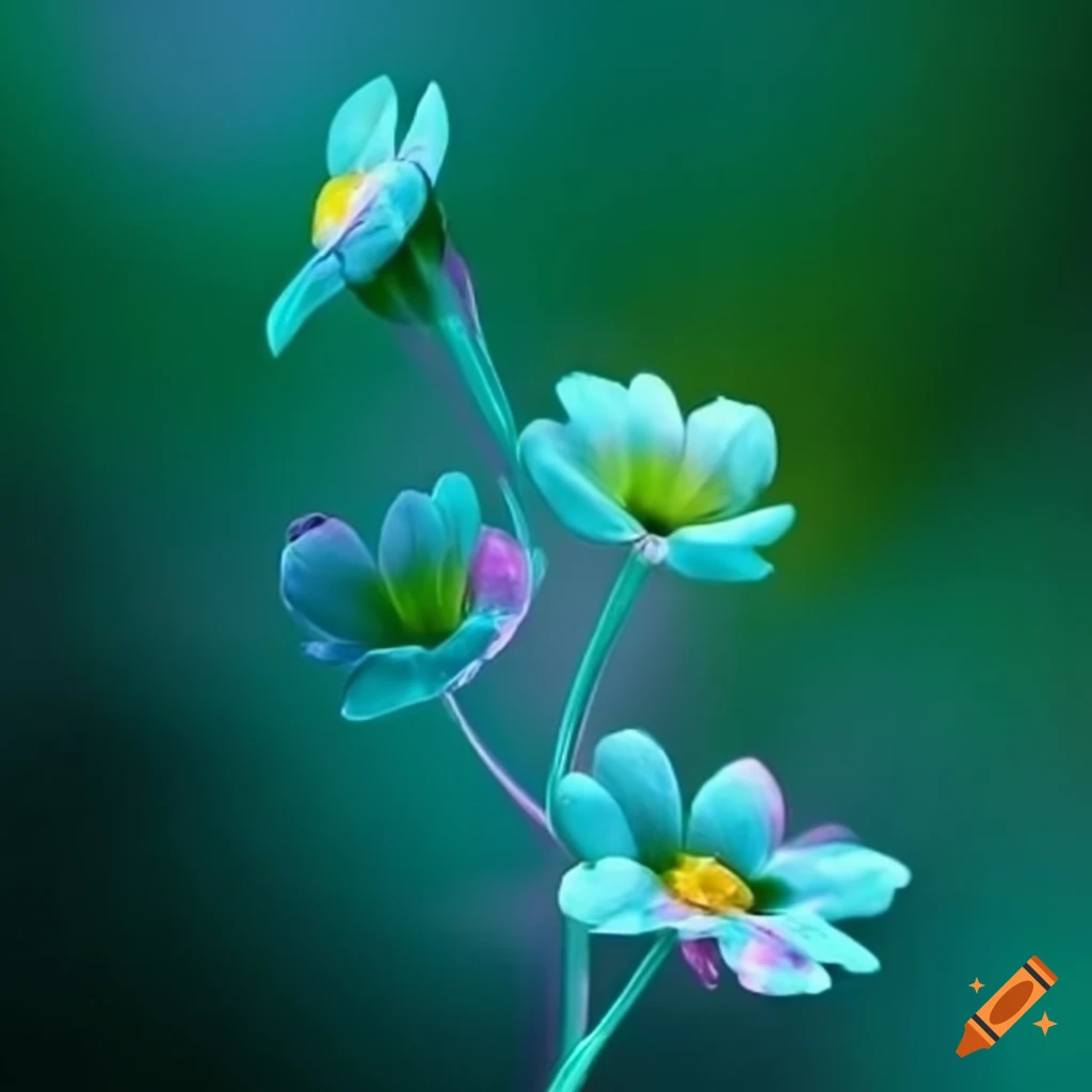 Flower under glass light blue light green small dots on the back