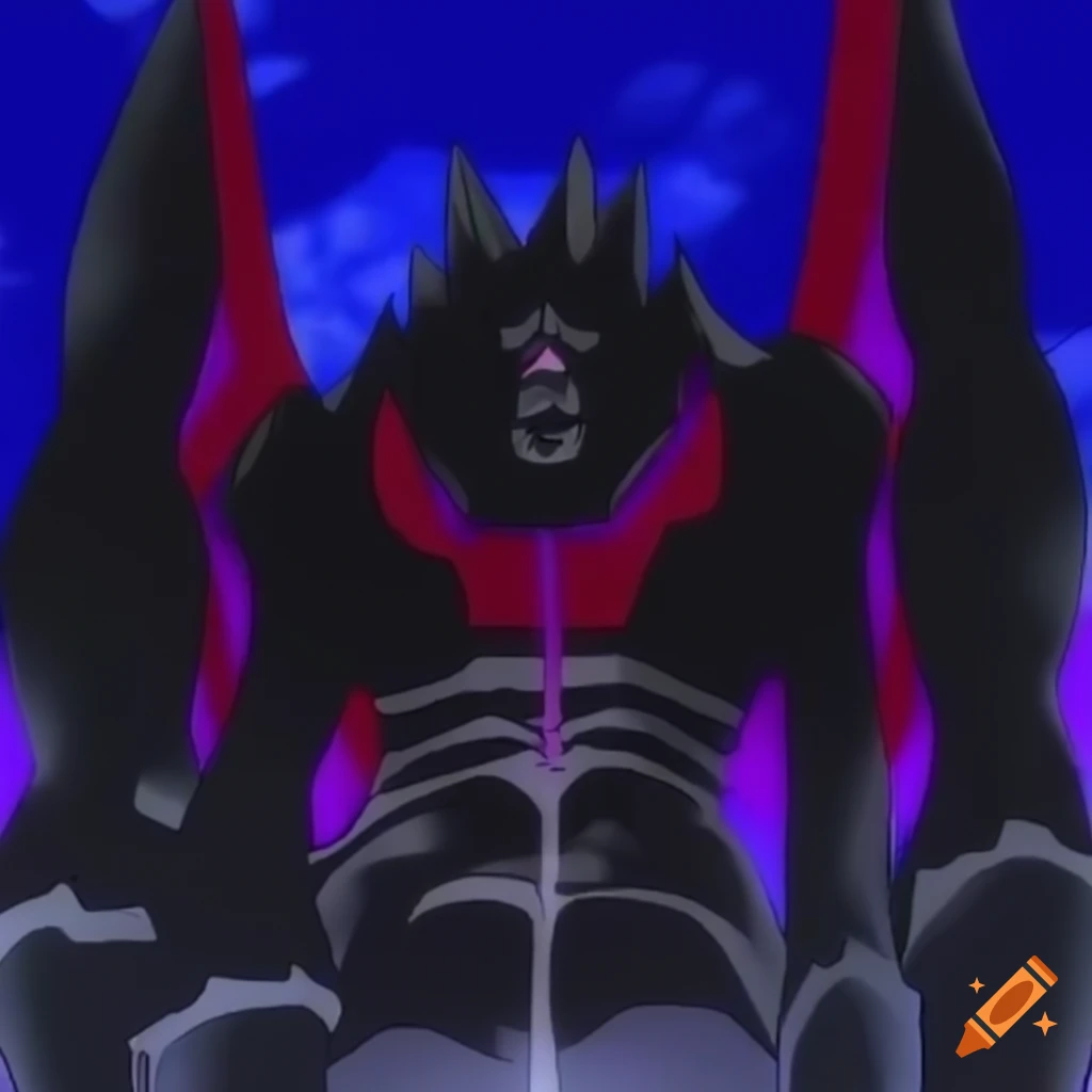 Shiny 3D black diamond with an anime style from the 2000s