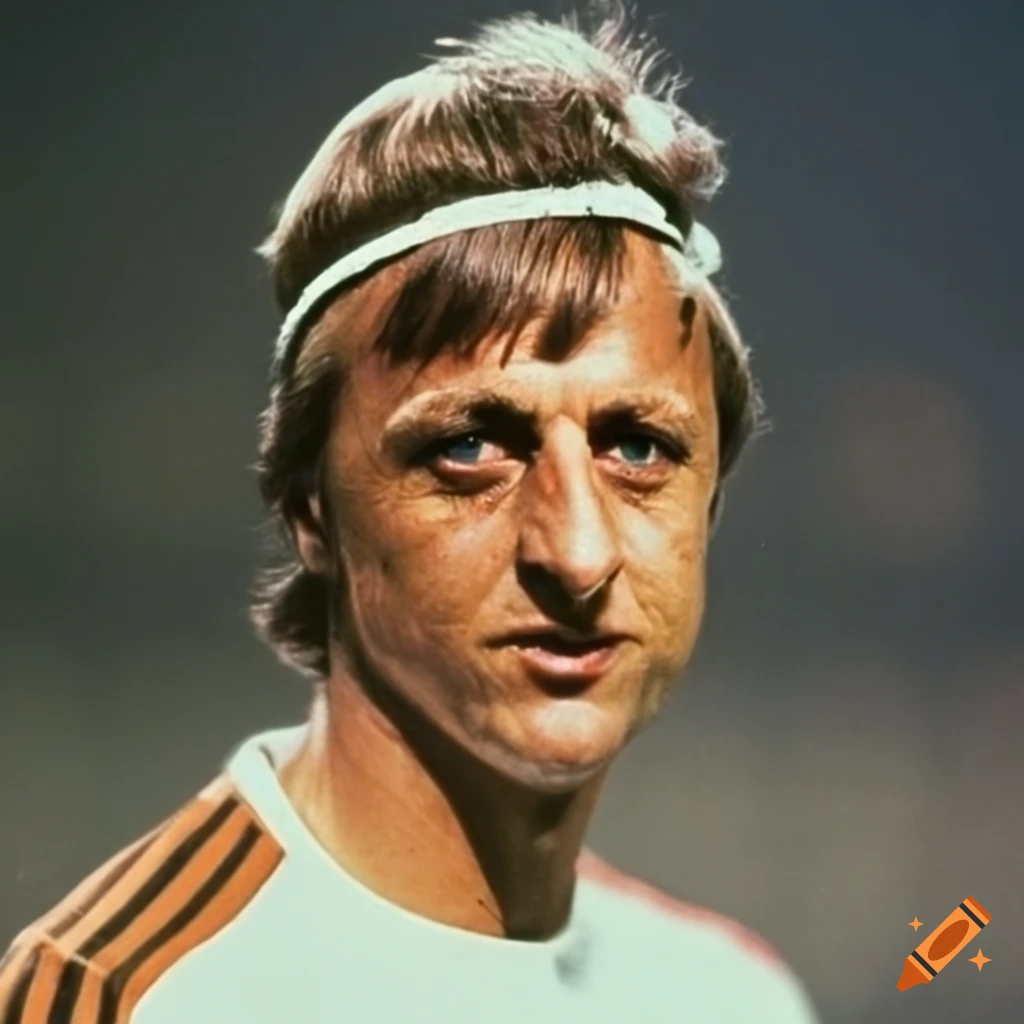 Johan Cruyff playing soccer with a white headband in high definition on ...