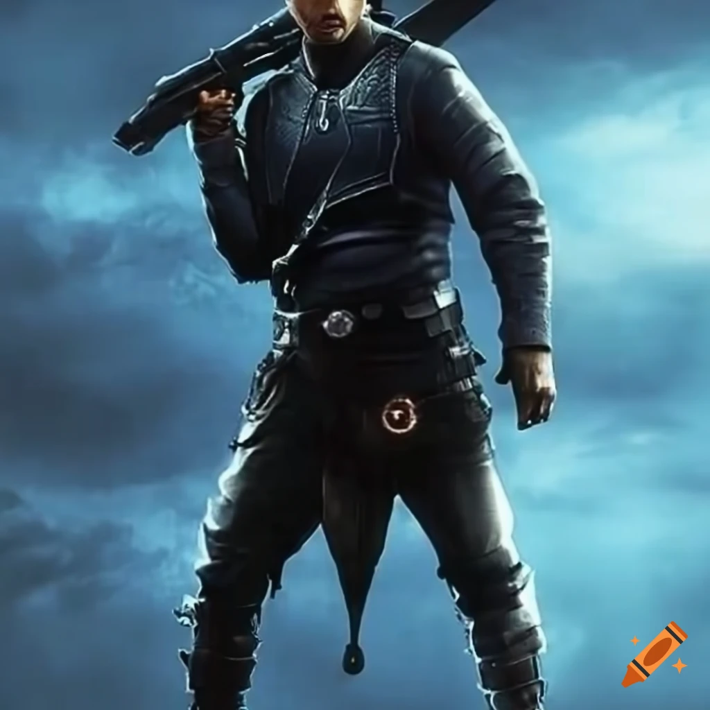 Badass hero character in an action-packed scene