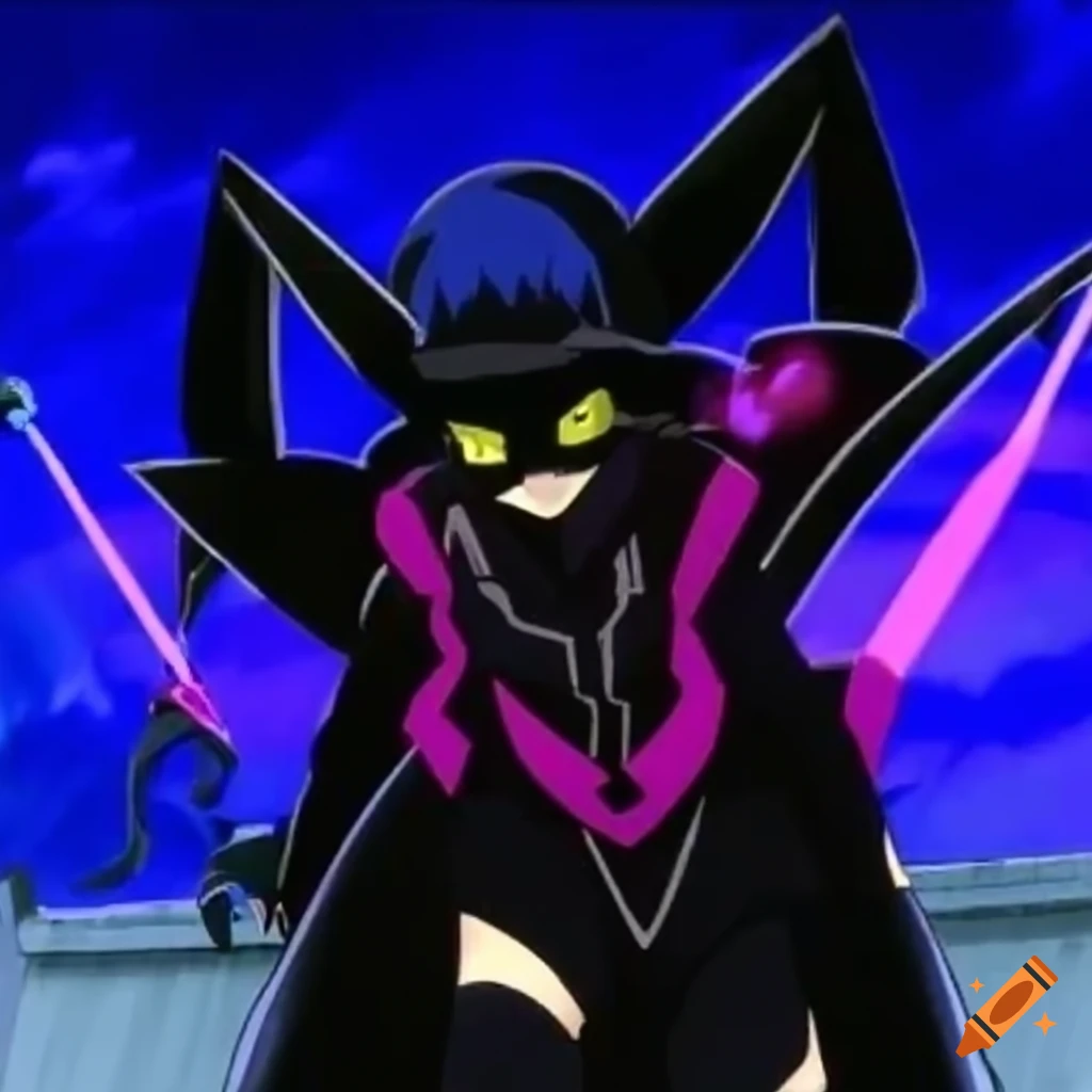 Shiny 3D black diamond with an anime style from the 2000s