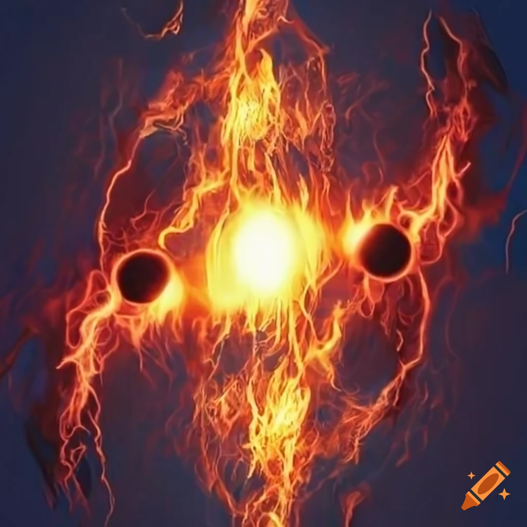 Triple blackhole of fire, ice, and lightning representing infinite love