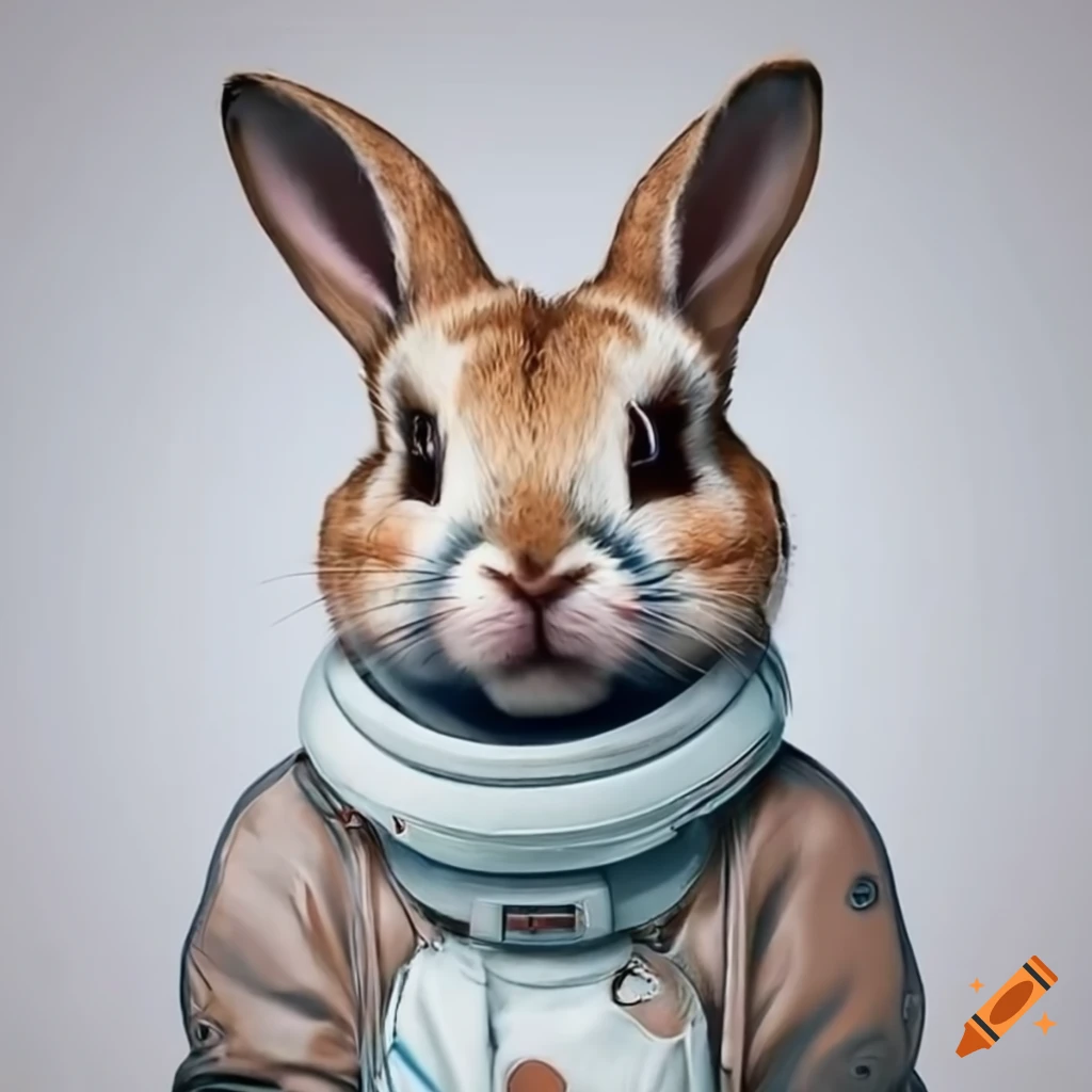 Cute bunny rabbit in a spacesuit