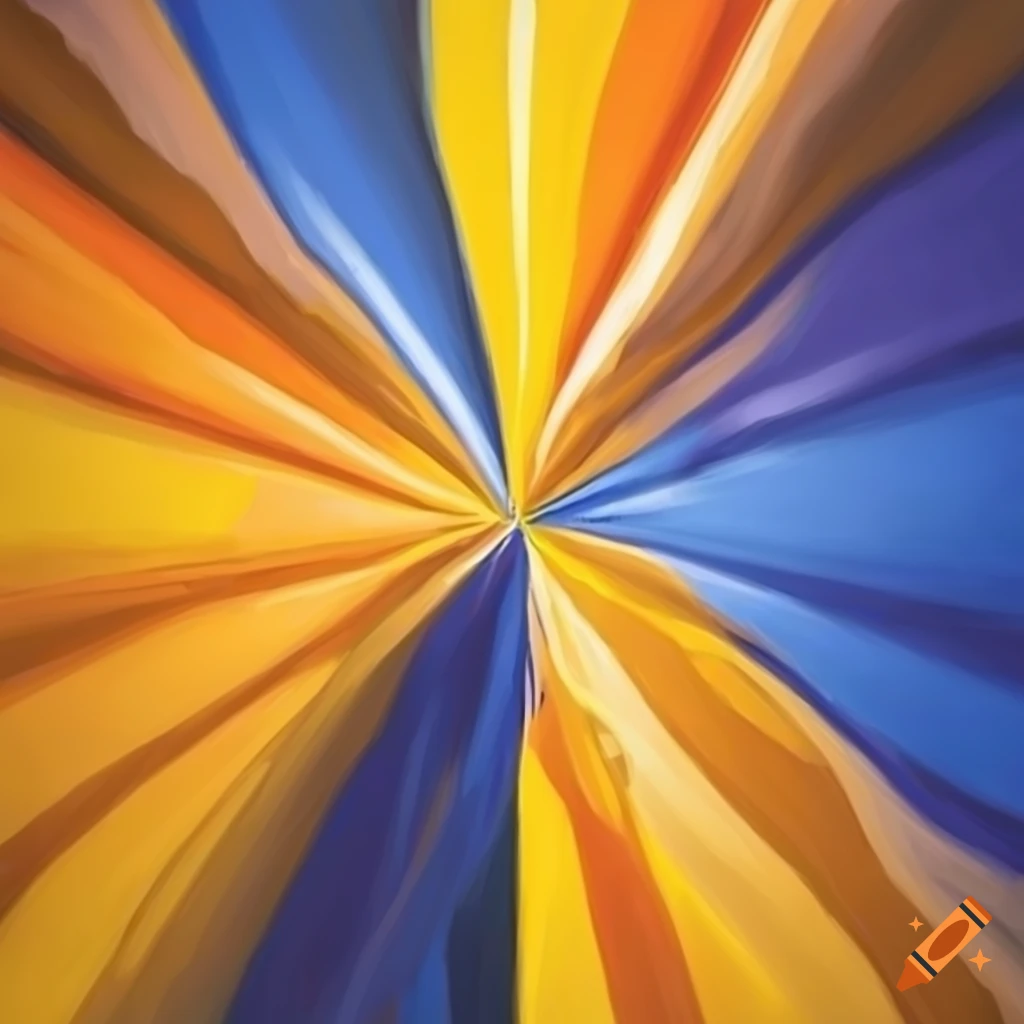Painterly recreation of the aroace flag with orange, yellow, white, dark blue, and blue stripes