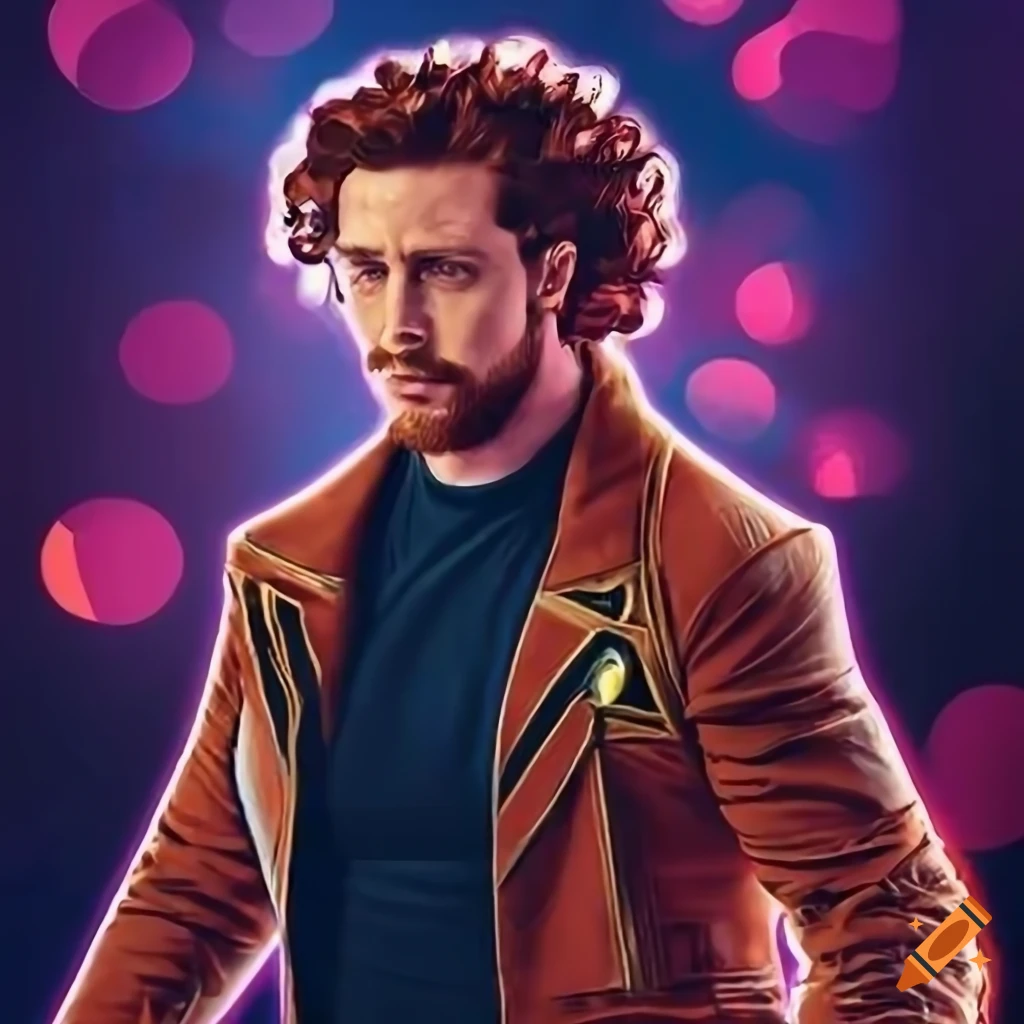 Starfleet Captain portrayed by Aaron Taylor-Johnson in vibrant isometric poster art