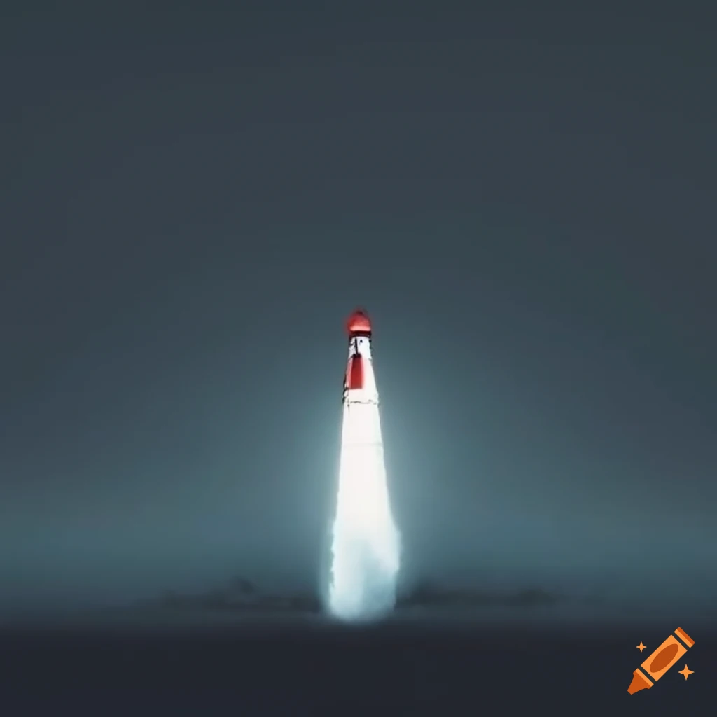 Rocket ready to launch in a dark field