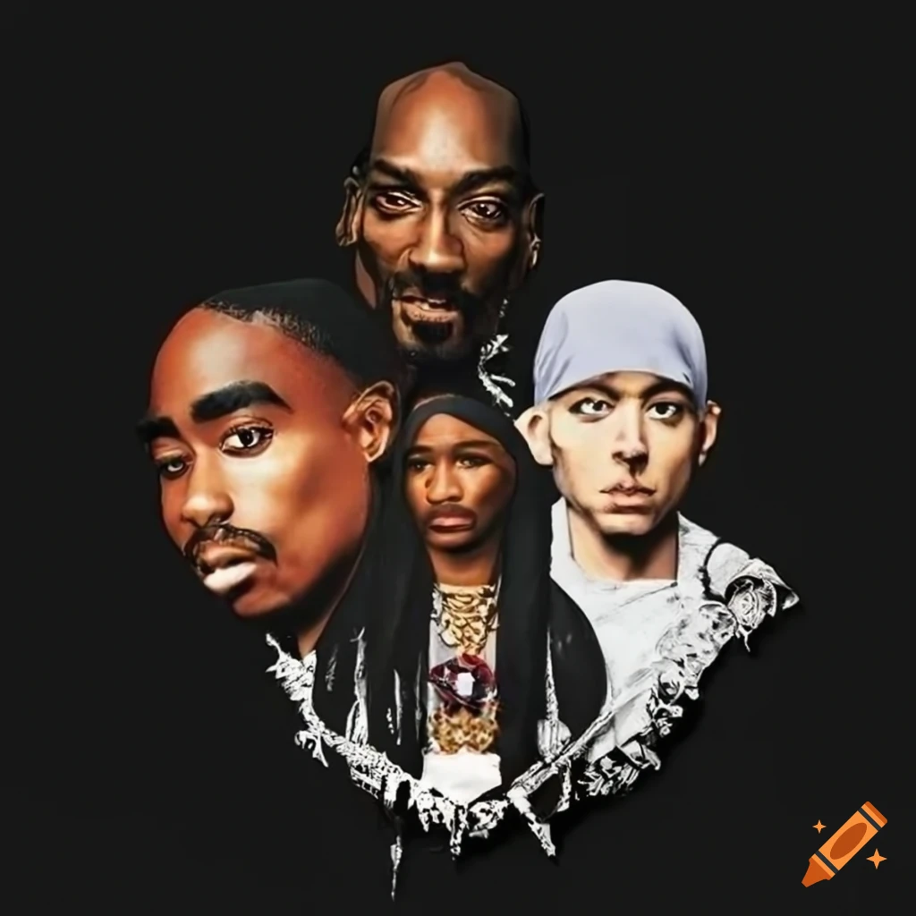 Vintage collage of Tupac, Eminem, and Snoop Dogg with 'Goat