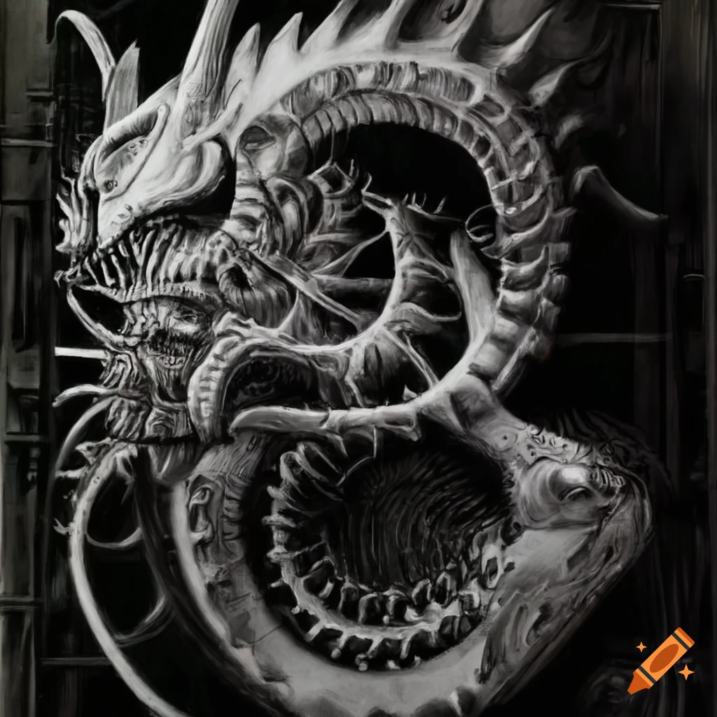 Owl in biomechanical HR Giger style