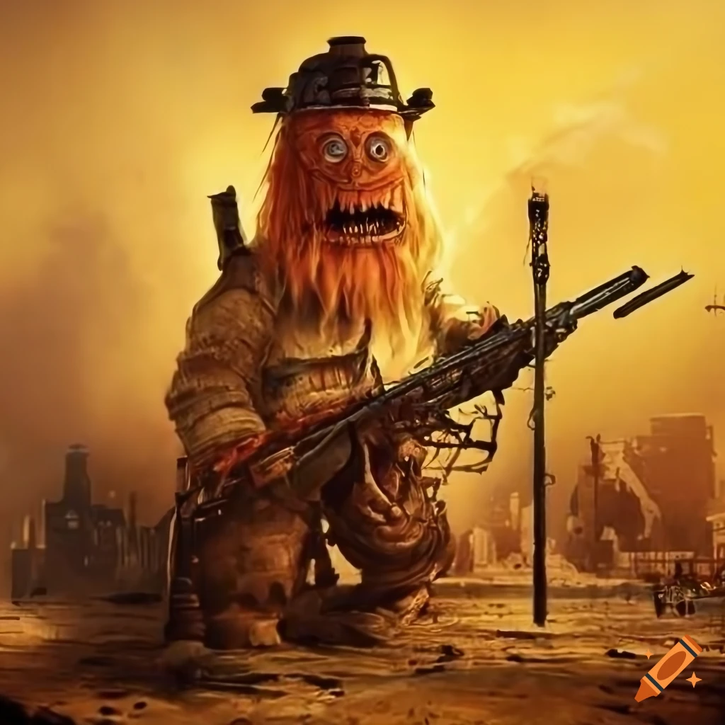 City in a dusty dieselpunk environment