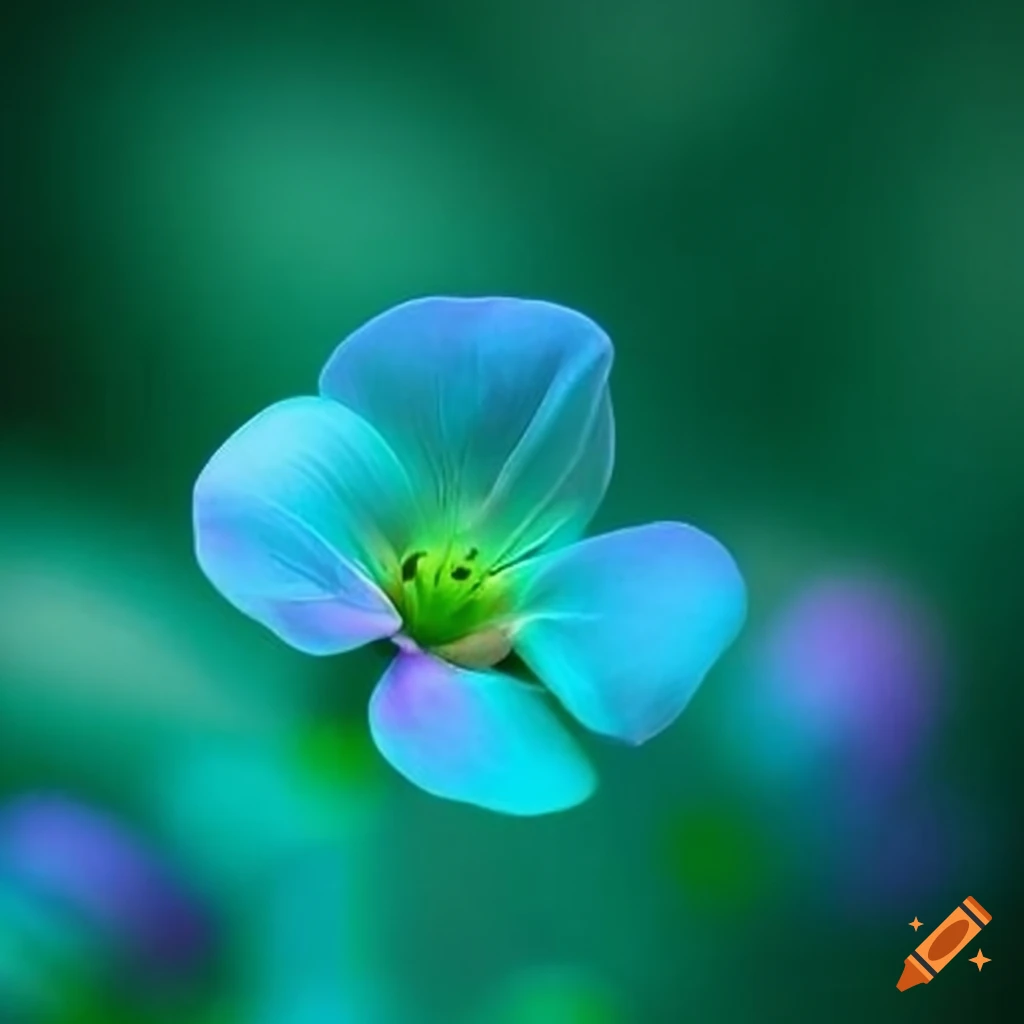 Blume unter Glas mit hellblau und hellgrün
