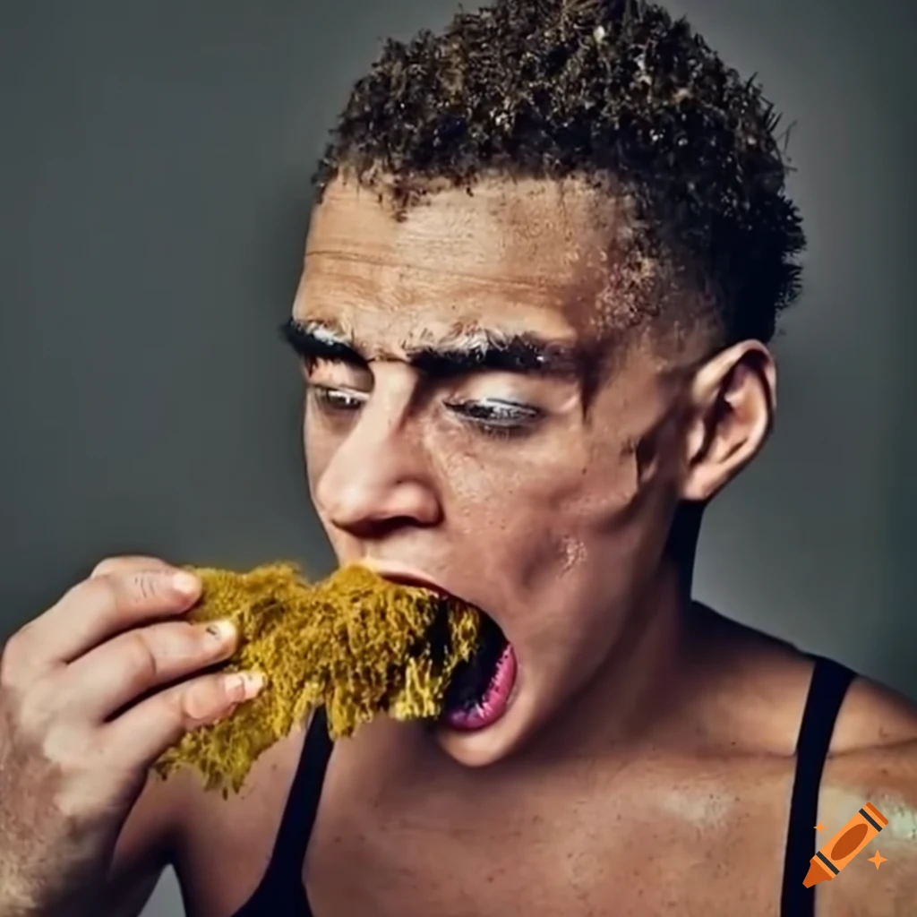 Man surprised while eating sea moss