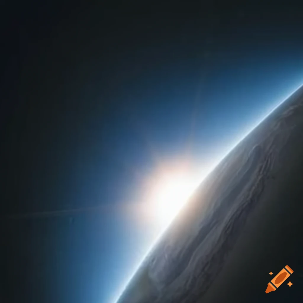 Beautiful Earth in space with sun peeking around its edge