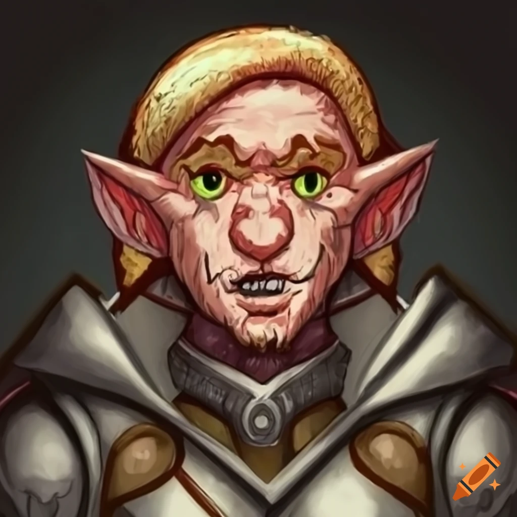 Portrait of male Gnome Paladin 'Gnorme from Cheers' in a dungeons & dragons style