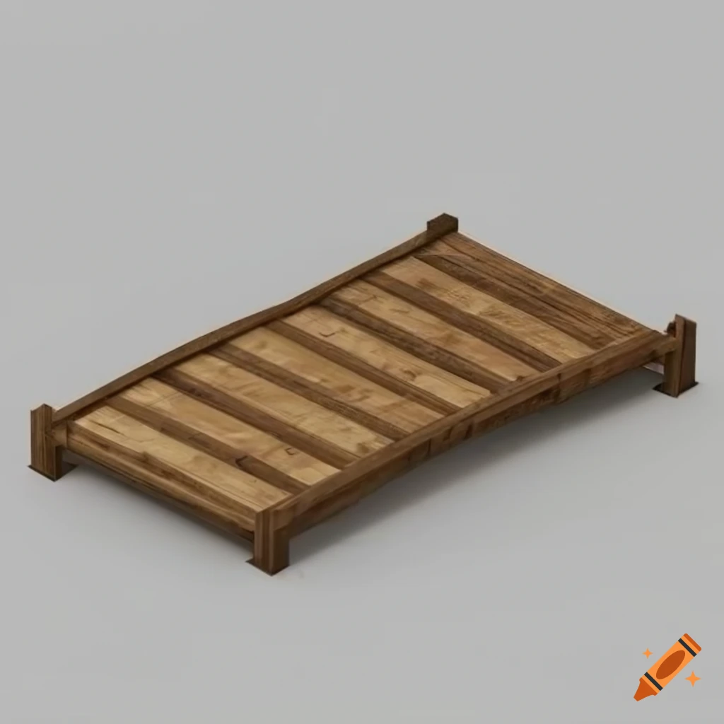 Isometric wooden bridge platform on white background in old 3d style