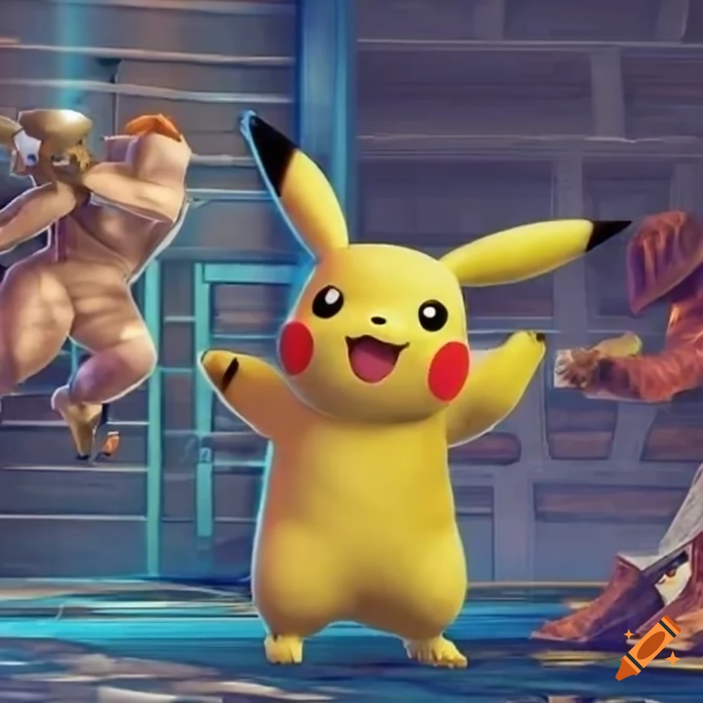 Pikachu, Diddy Kong, and Samus playing Smash Bros in a cellar