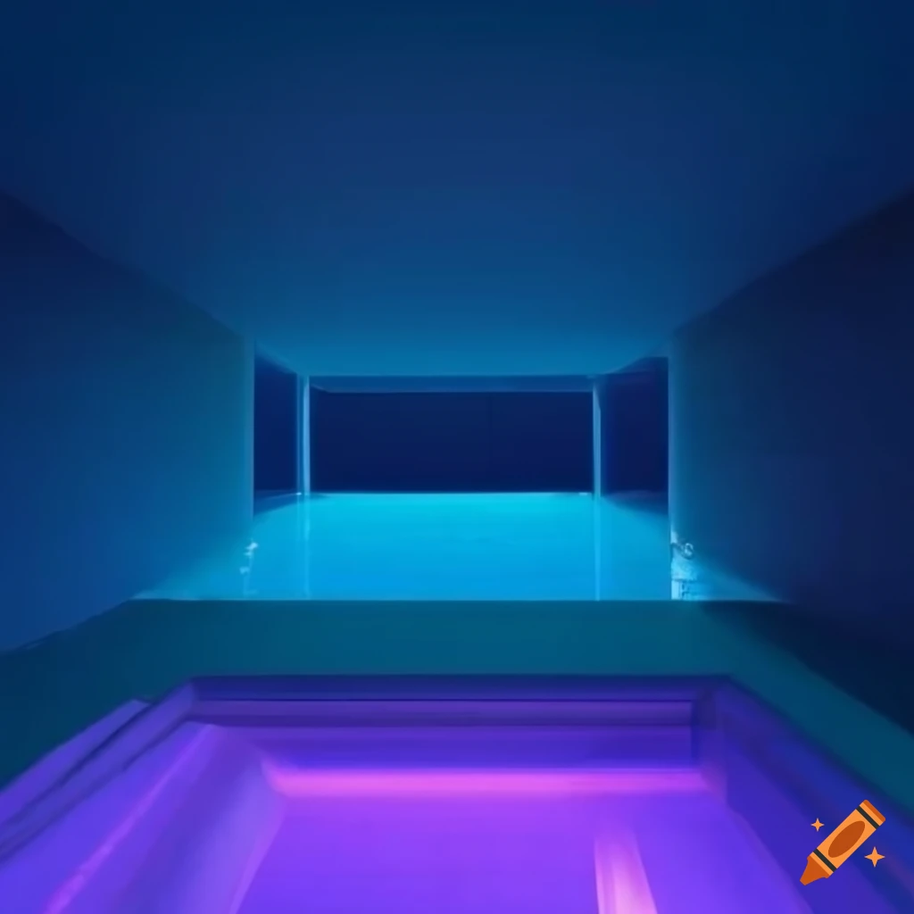 Liminal space pool room landscape with 90s aesthetic
