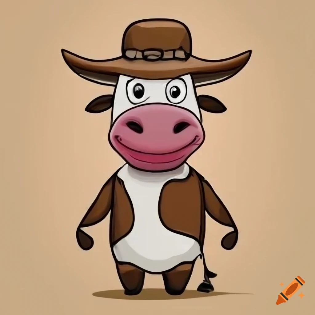 Cartoon cow with an akubra hat