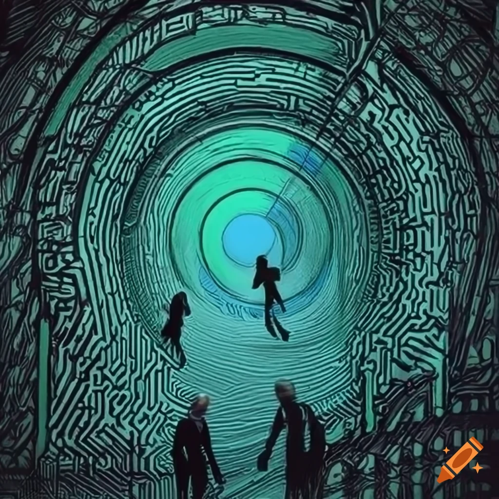 Grayscale background representing the concept of the "rat race" with maze-like patterns