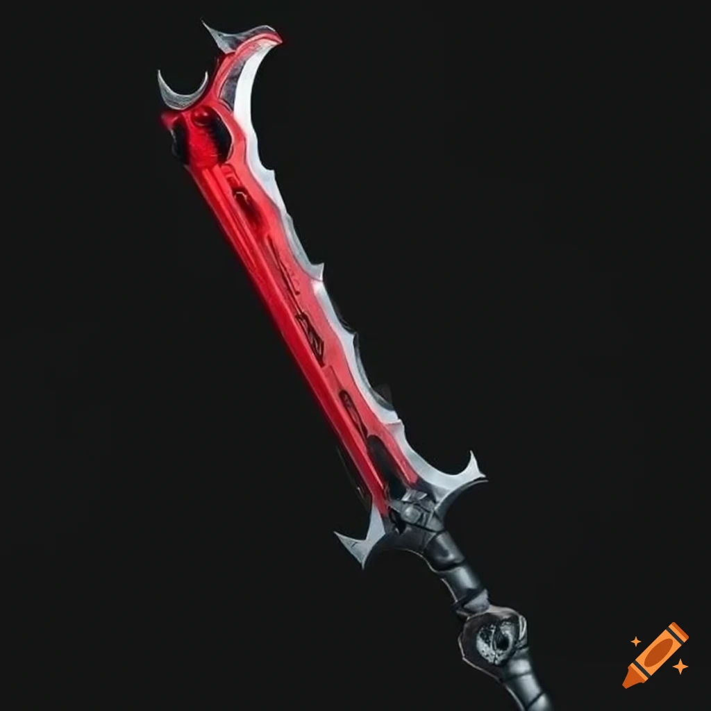 Mystic cyberpunk longsword with red knife and black handle