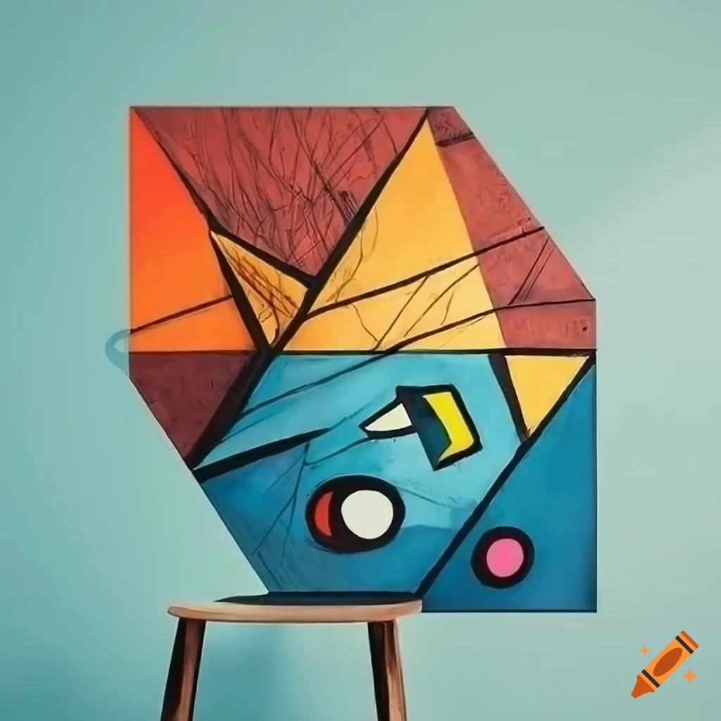 Geometric harmonious wall art inspired by the styles of Vorminotie and Miró