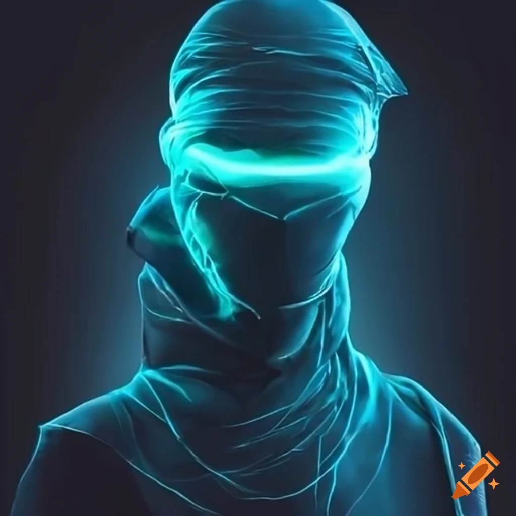Ninja made of glowing light