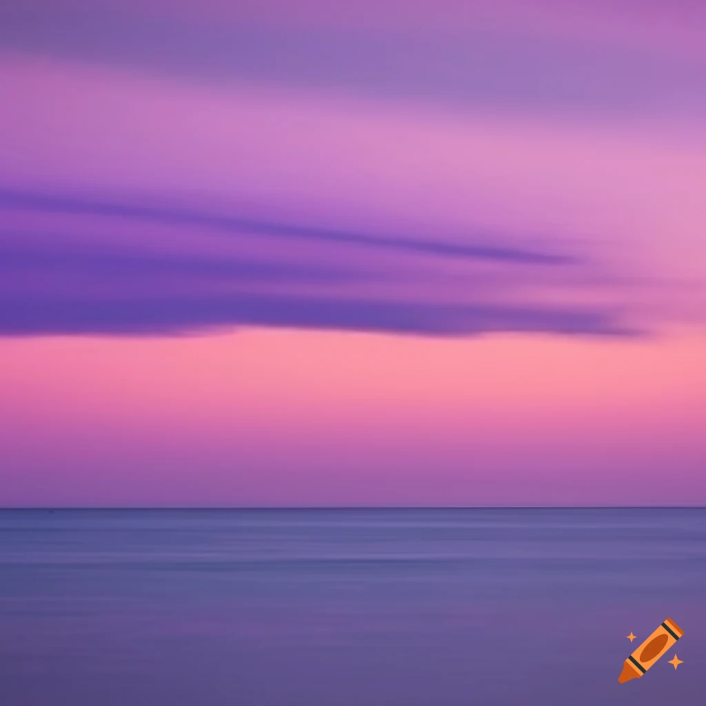 Purple sky with flying whale, island on violet cloud, pastel colors