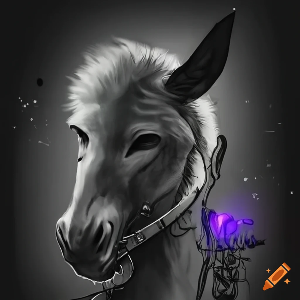 Cyberpunk and aristocratic donkey fusion design