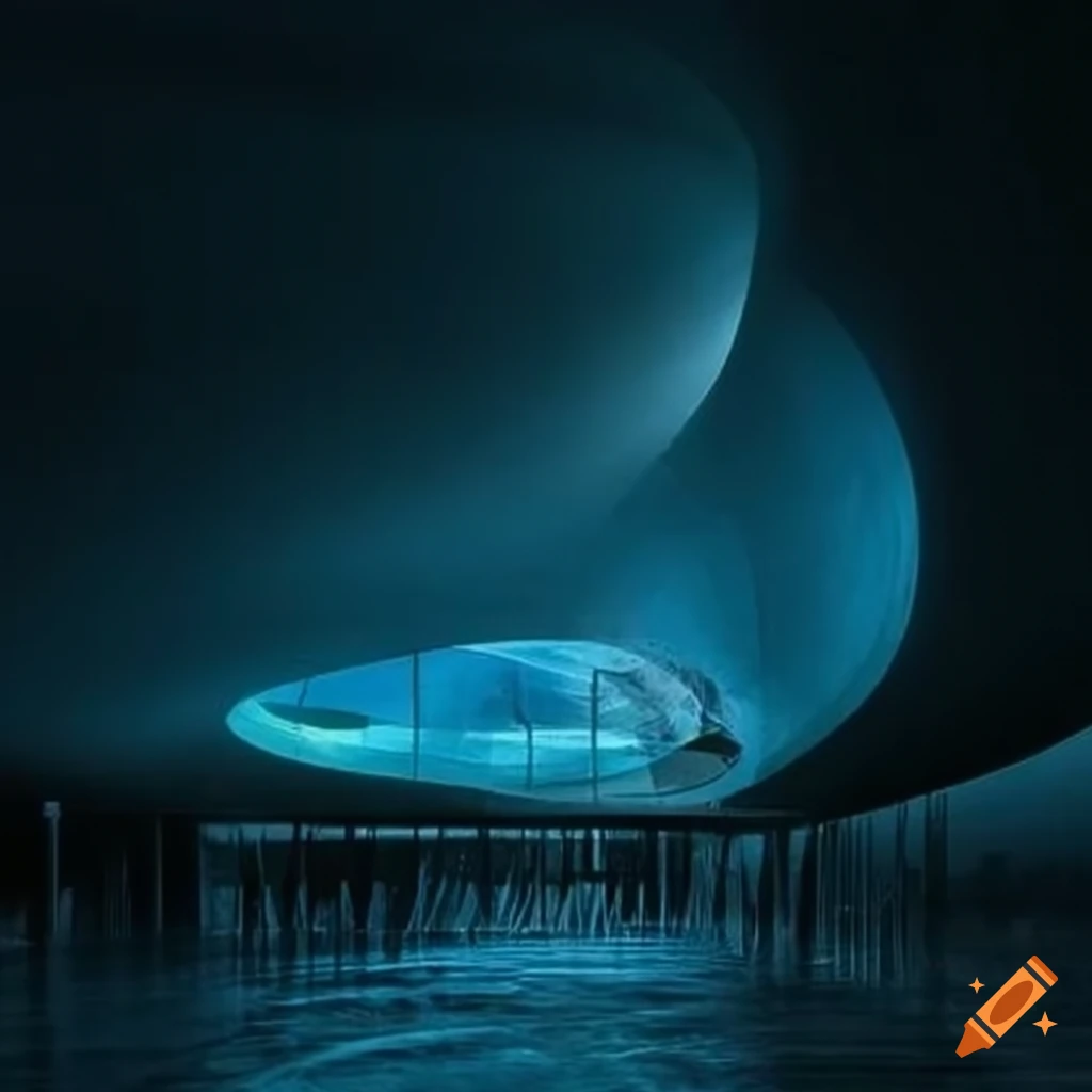 Stunning architecture incorporating a force of nature on Craiyon