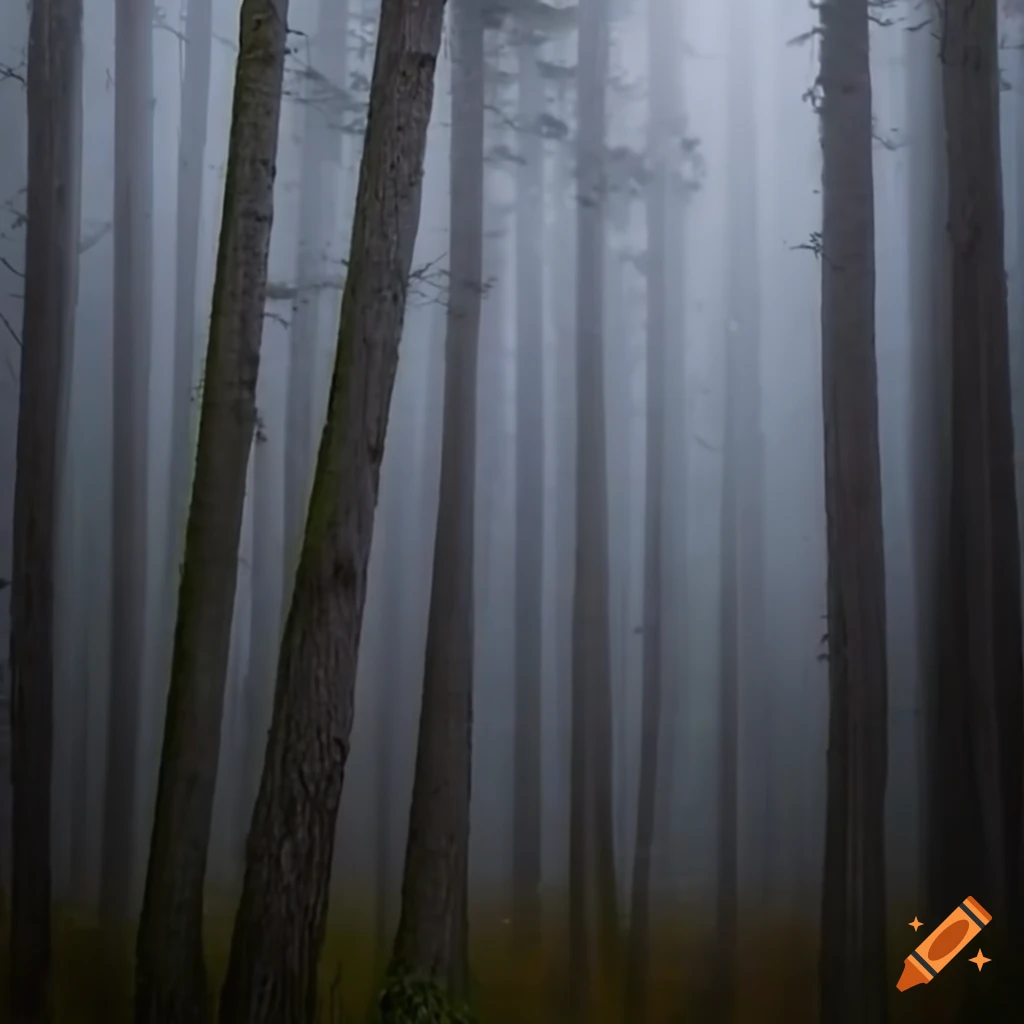 Rain and fog in a Finnish forest