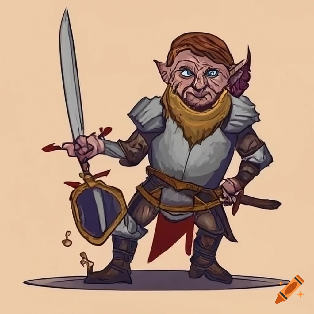 Portrait of male Gnome Paladin 'Gnorme from Cheers' in a dungeons & dragons style