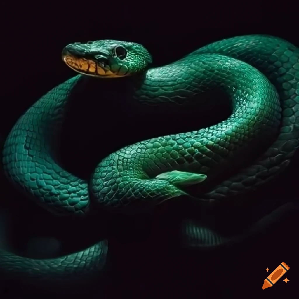 Dark green serpent displaying shimmering scales