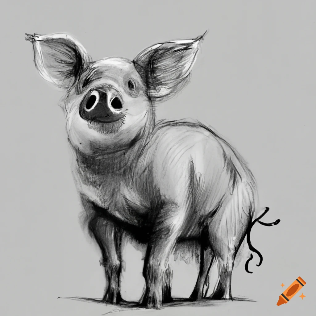 Pencil drawing of the three little pigs in three phases