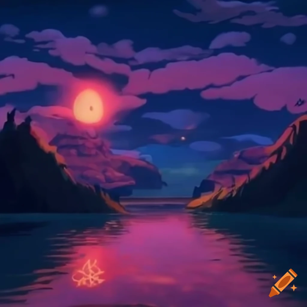 Enchanting landscape reminiscent of Studio Ghibli's 'Spirited Away' with lofi soundtrack