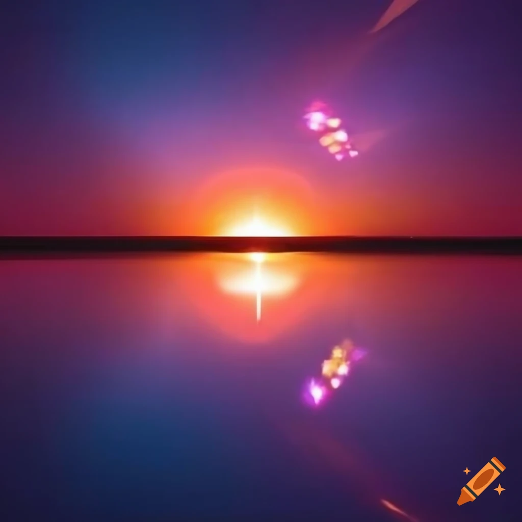 Futuristic serene being with electric light body and sunset colors