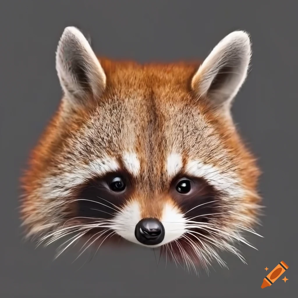Adorable red raccoon with sweet eyes and intricate details
