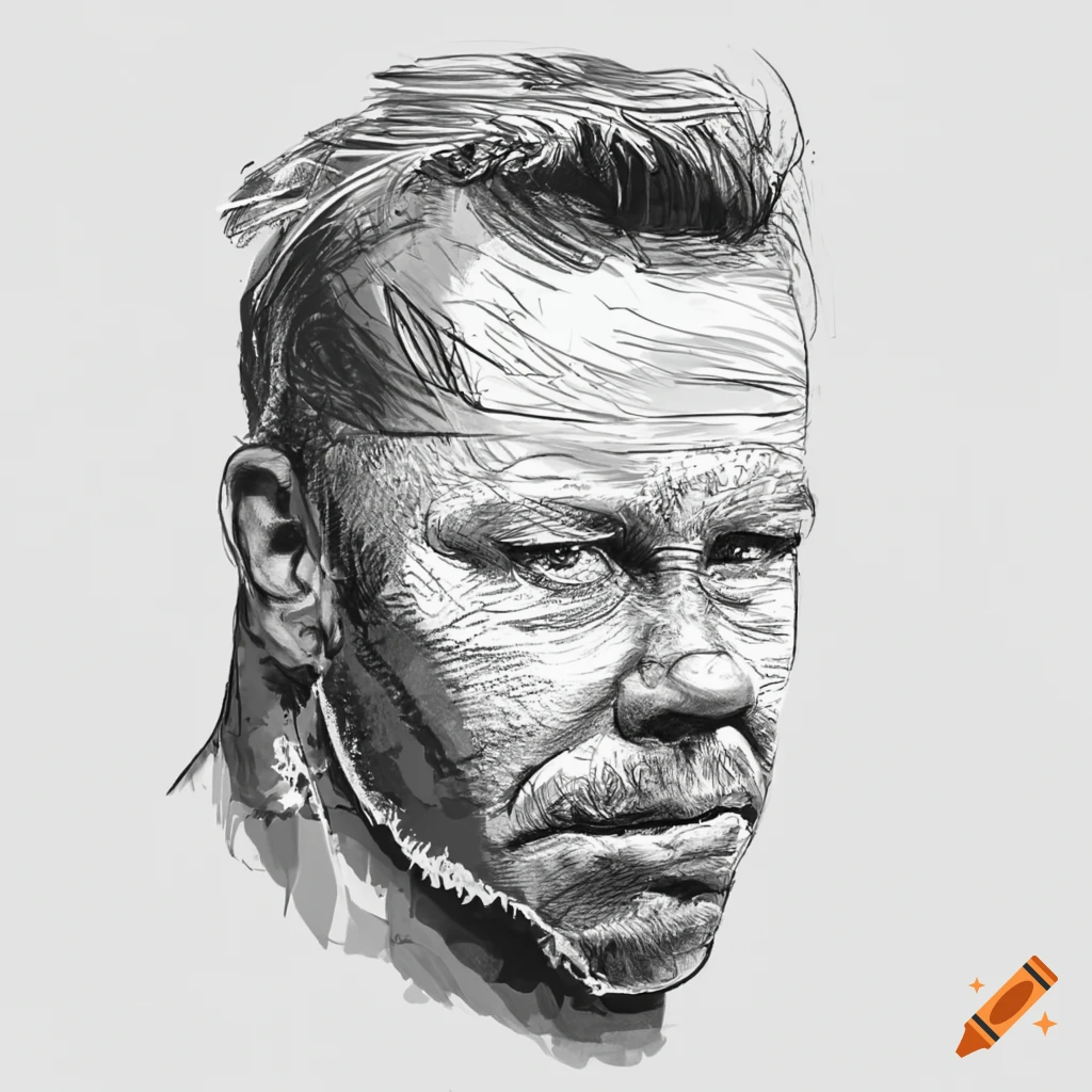 Sketch style portrait of James Hetfield