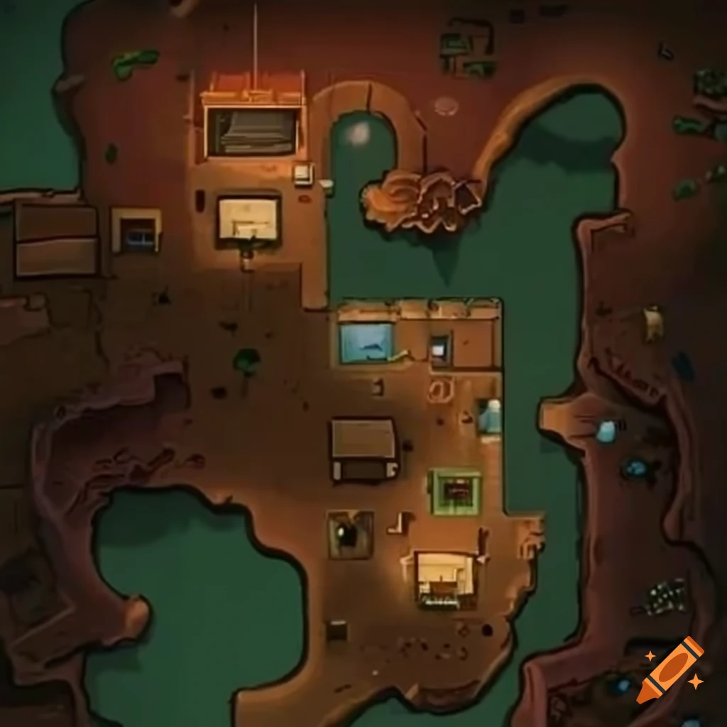 Top-down view of a 2D map with a 4-way intersection for a serious game