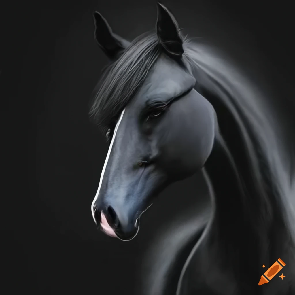 Aesthetic black pony with half white head