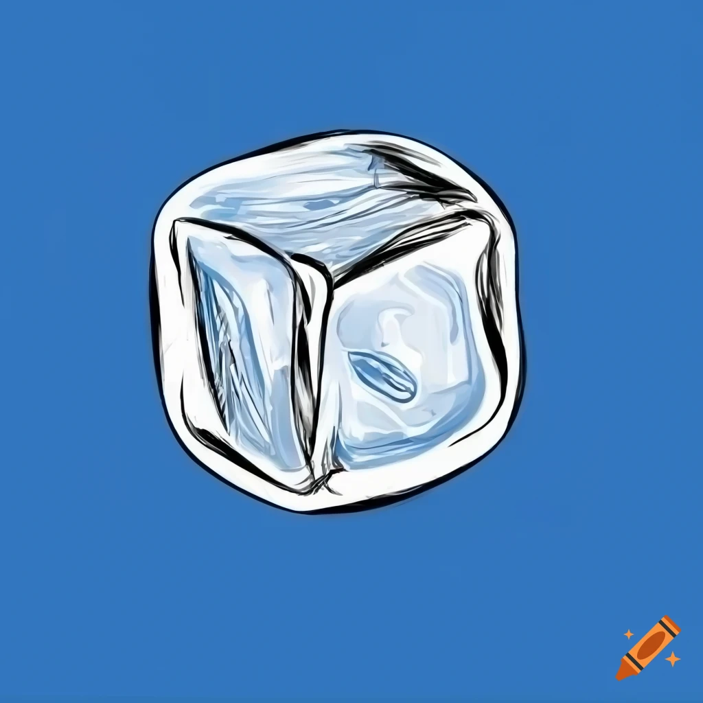 Ice cube icon on blue background