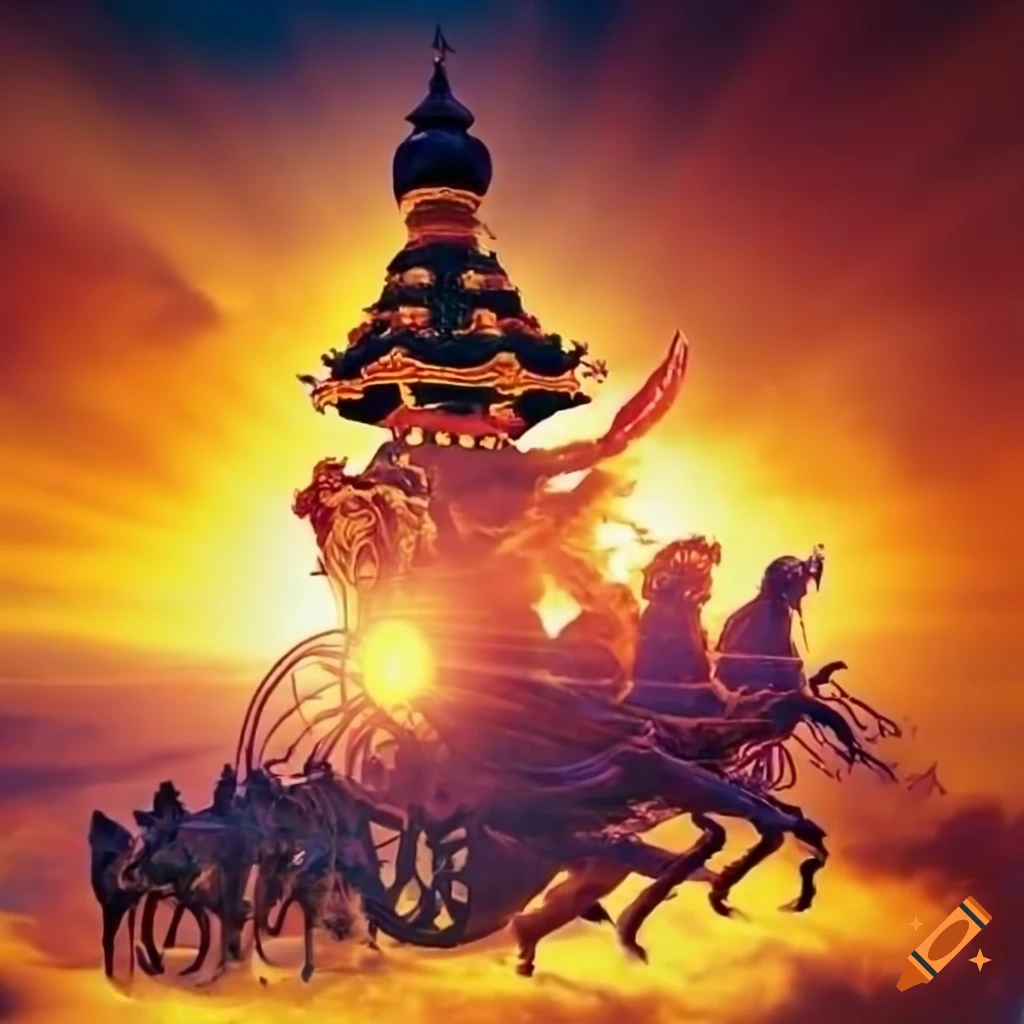 Helios in his fiery chariot crossing the sky