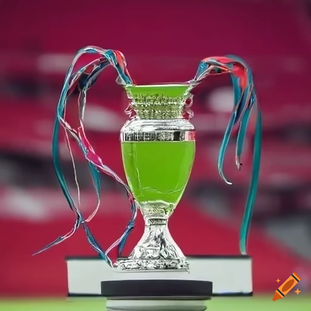 Soccer team lifting a trophy in a pink stadium
