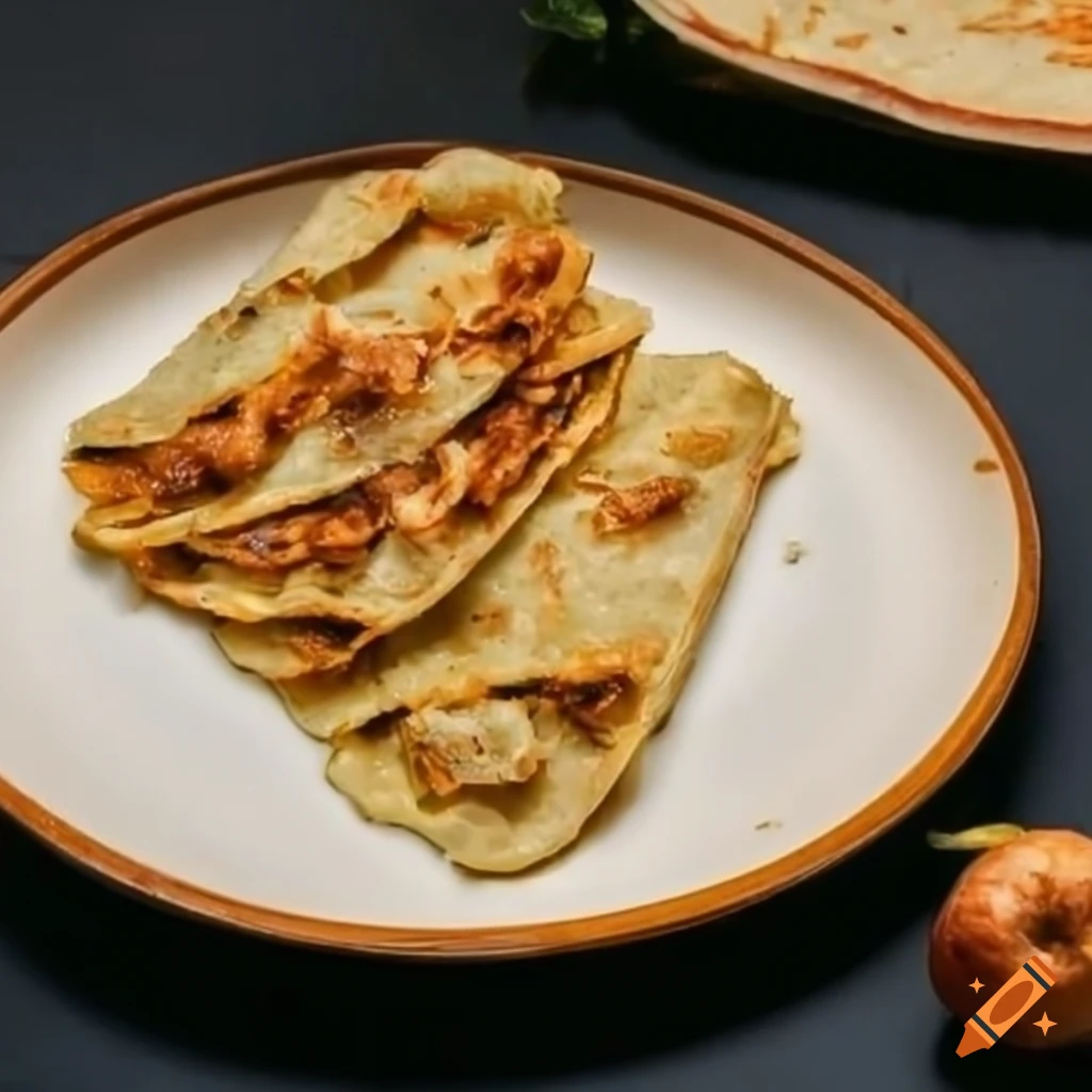 Indian stuffed flatbread with fried onions