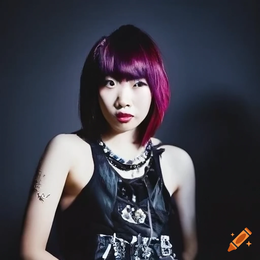 Young woman in Punk Kei Japanese streetwear fashion