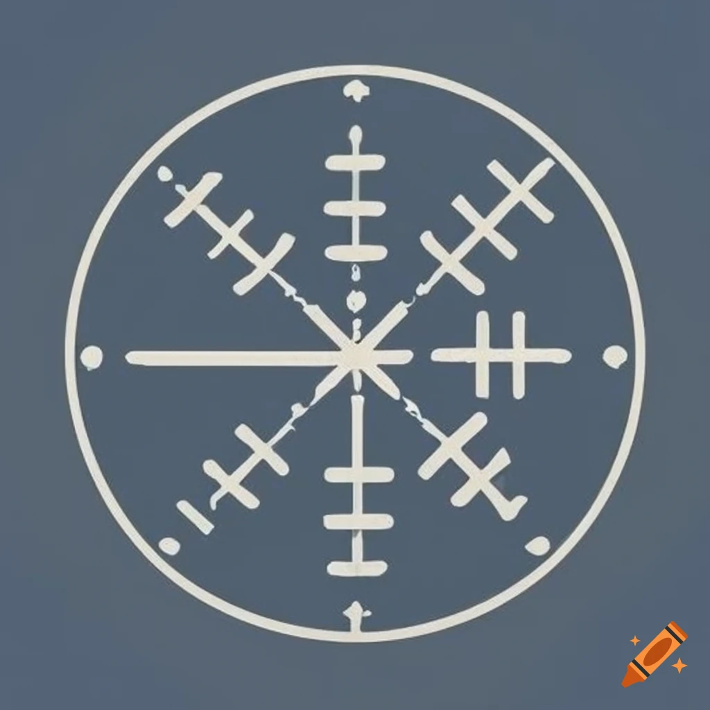 Blue symbol on beige background - Vegvisir