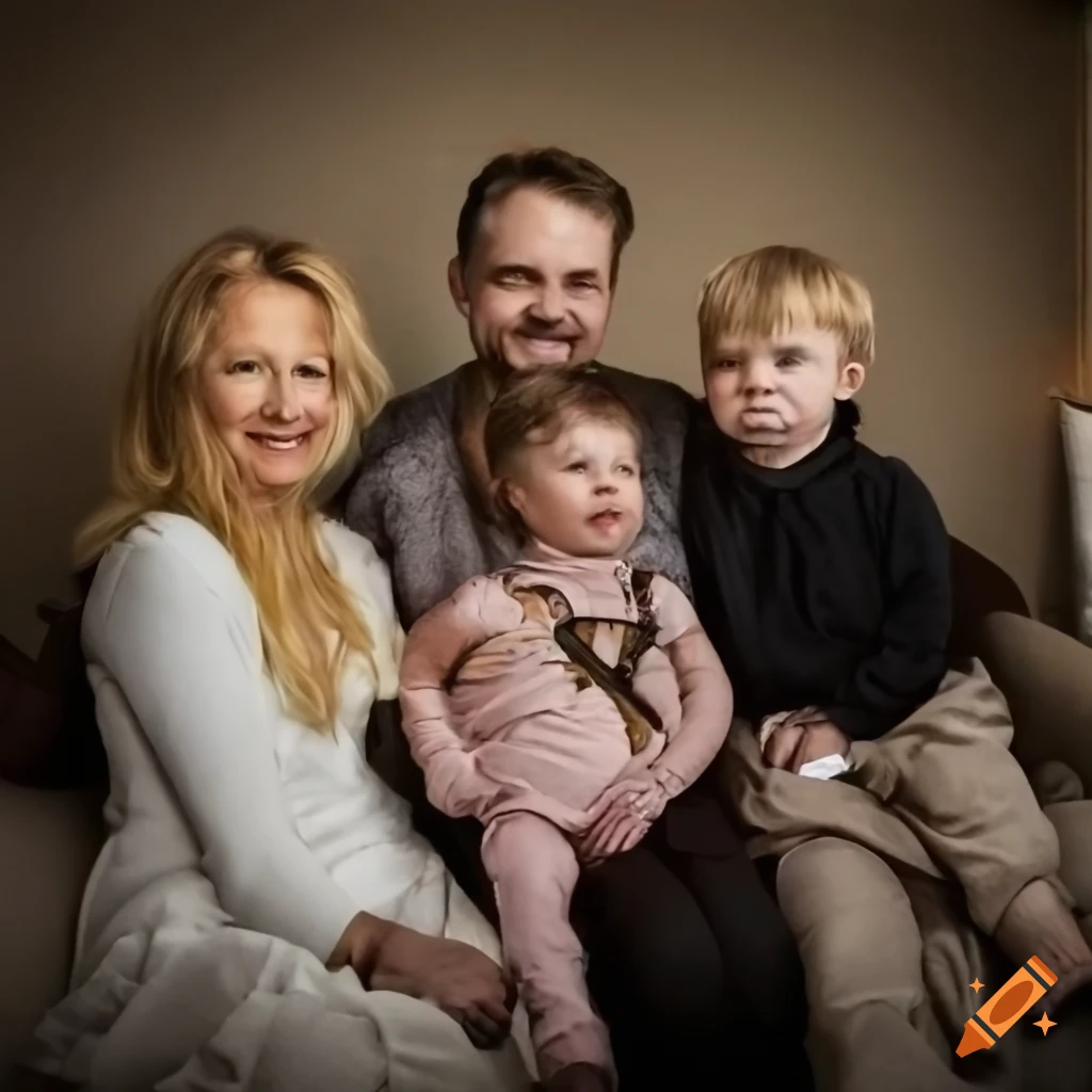 Happy Karlsson family with a night watchman father and a politician mother at home