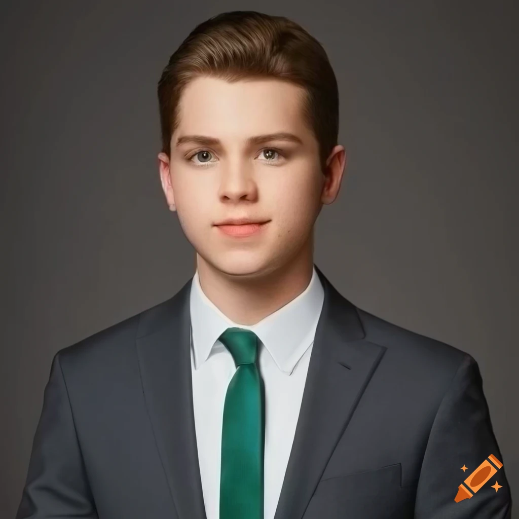 Portrait of young charismatic Senator William Dobbes in formal attire