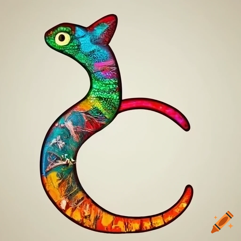 Creative typography art of letter F shaped as a lizard