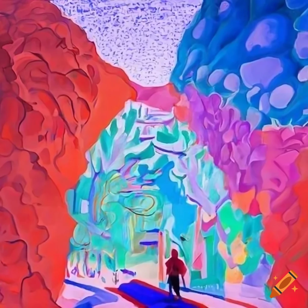 Abstract eco-friendly superorganism inspired by analytical cubism and David Hockney