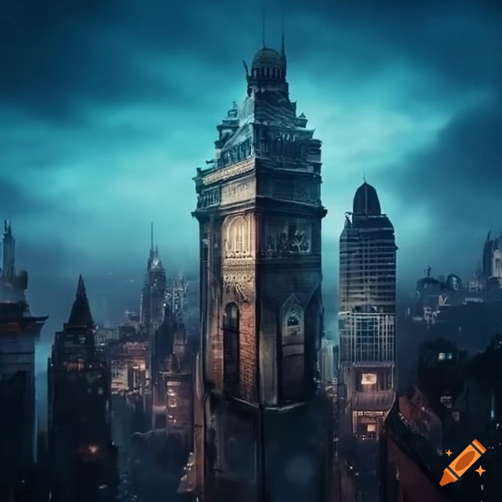 Distant cityscape in a faraway world