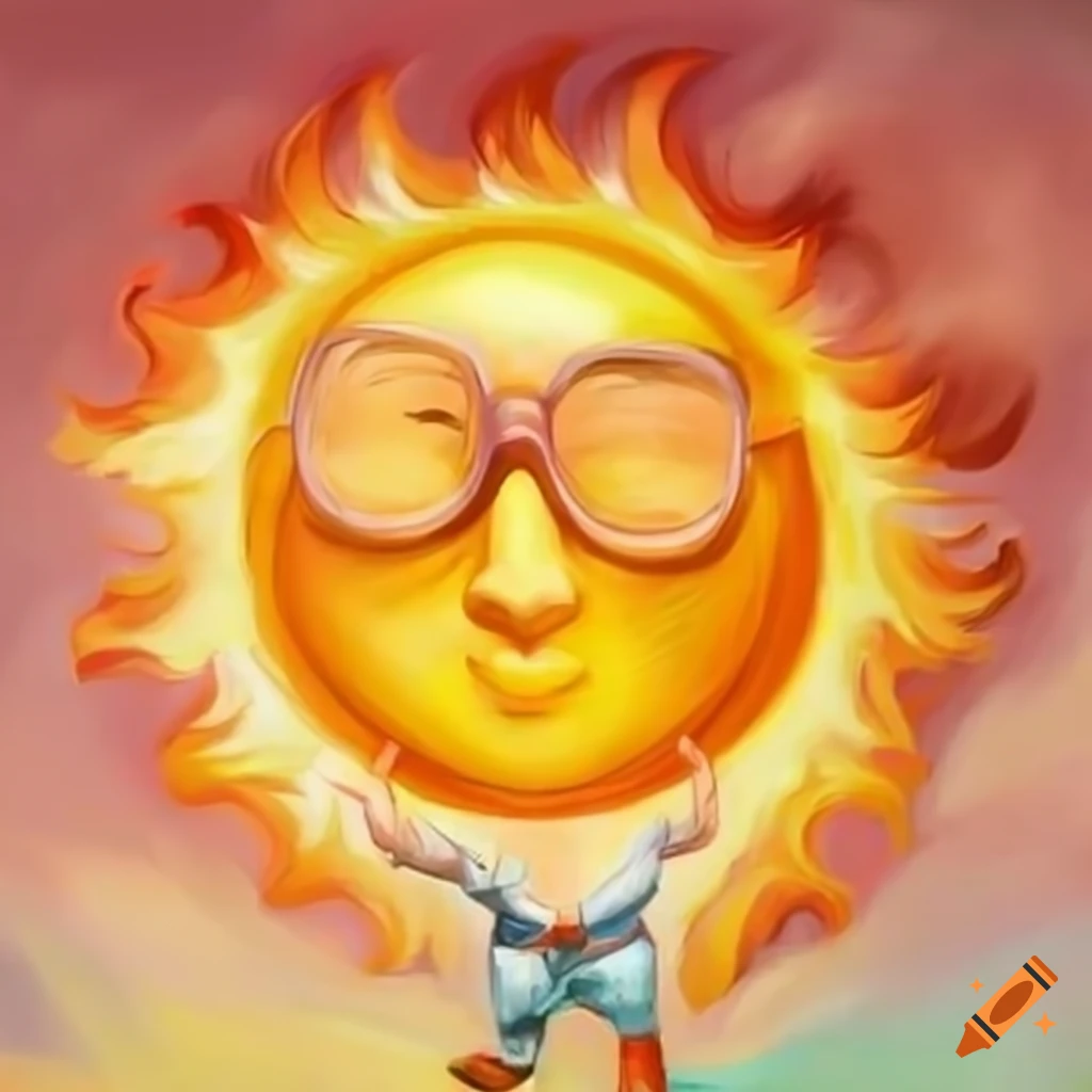 Joyful sun caricature with stylish shades
